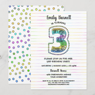 Cooler Whimsical Fun 3. Geburtstagsfeier Party Ein Einladung