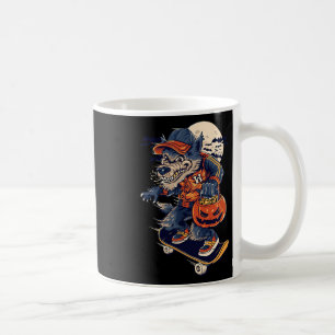 Cooler Wolf beim Skateboardfahren mit einem Hallow Kaffeetasse