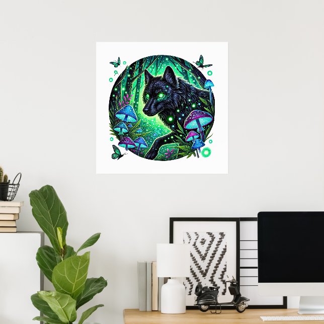Cooler Wolf liebt Tier Poster (Heimbüro)