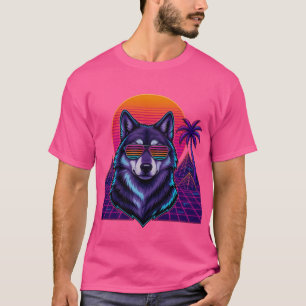 Cooler Wolf Retro/Synthwave-Design T-Shirt