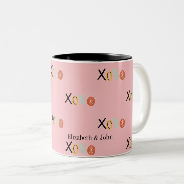 Cooler "XOXO" Herzenslust Valentinstag Zweifarbige Tasse (VorderseiteRechts)