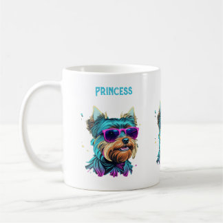 Cooler Yorkie Hund mit Sonnenbrille Kaffeetasse