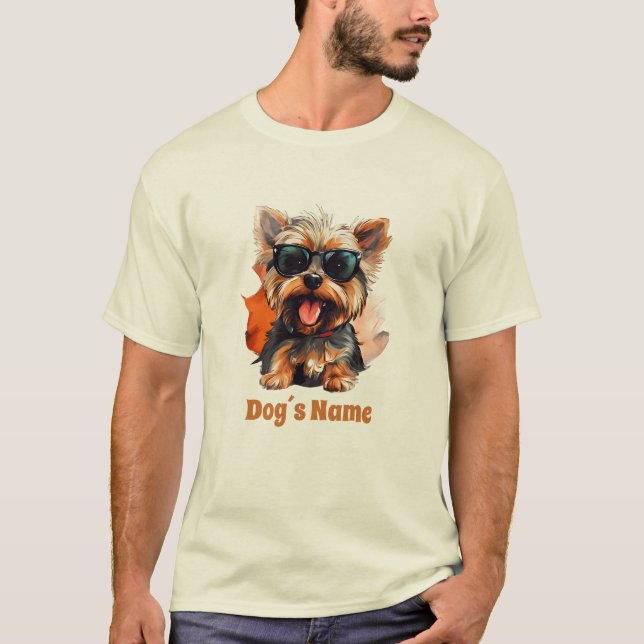 Cooler Yorkshire-Terrier mit Sonnenbrille T-Shirt (Vorderseite)