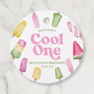 Cooles 1-rosa Retro Popsire 1. Geburtstag Party Geschenkanhänger