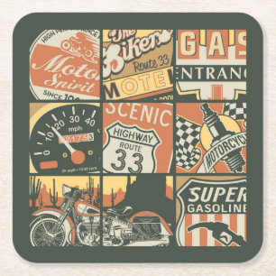 Cooles 9-Frame-Motorrad Rechteckiger Pappuntersetzer