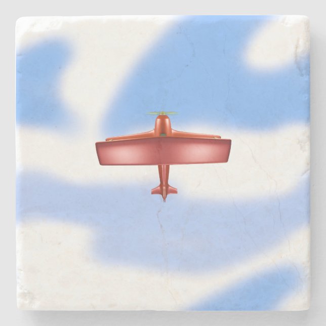 Cooles abenteuerliches Rotes Flugzeug im Fun Stone Steinuntersetzer (Vorderseite)