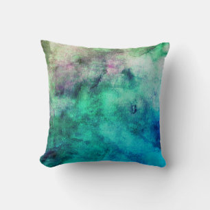 cooles abstraktes Aquarelldesign Blaukissen Kissen
