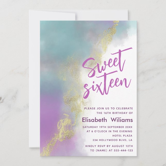 Cooles Abstraktes Aquarellgold Einladung (Vorderseite)