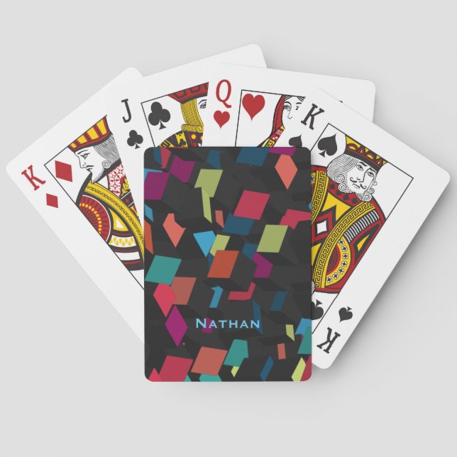 Cooles Abstraktes Geometrisches Kubikmuster Person Spielkarten (Rückseite)