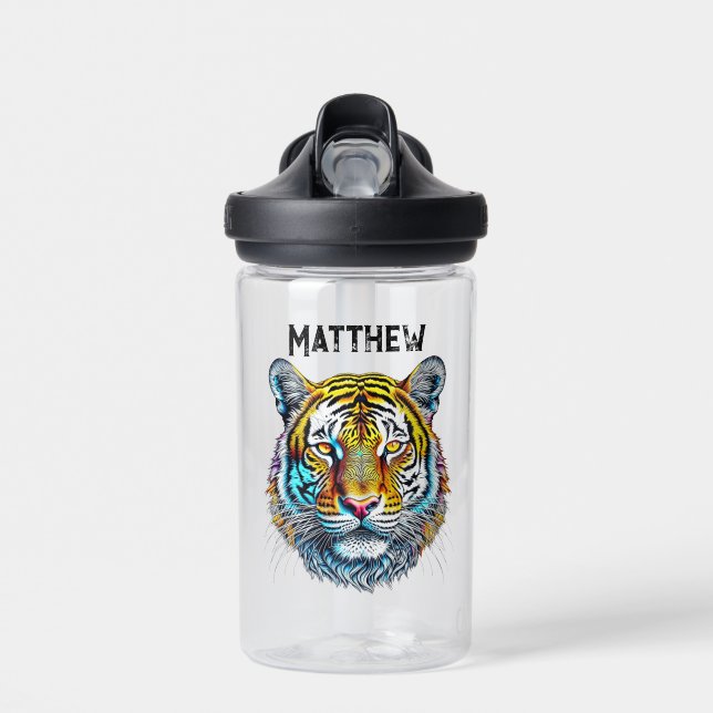 Cooles Abstraktes Tigerfeld Personalisiert Trinkflasche (Vorne)