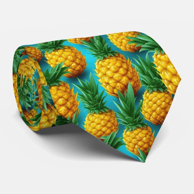 Cooles Ananas-Fruchtmuster Krawatte (Gerollt)