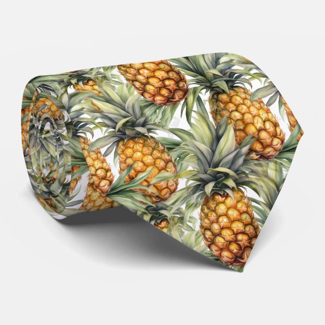 Cooles Ananas-Fruchtmuster Krawatte (Gerollt)