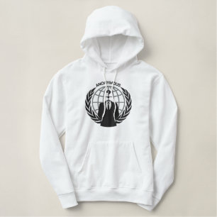 Cooles anonymes Logo Große Stickerei Bestickter Hoodie