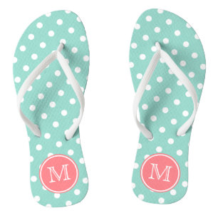 Cooles Aqua und weiße Polka-Punkte mit Flip Flops