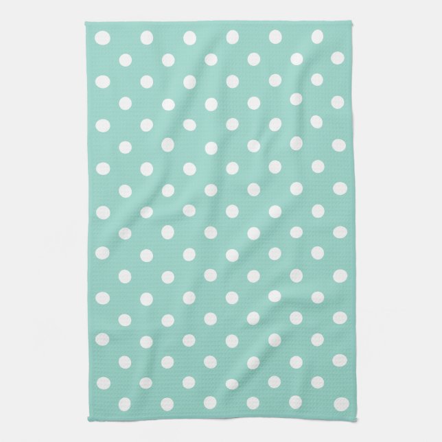 Cooles Aqua und weißer Polka-Punkt Handtuch (Vertikal)