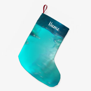 Cooles Aquamarines Blauer Flüssigkunststoffdesign Kleiner Weihnachtsstrumpf