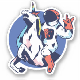 Cooles Astronautenreiten Unicorn Rock Signal Funny Aufkleber