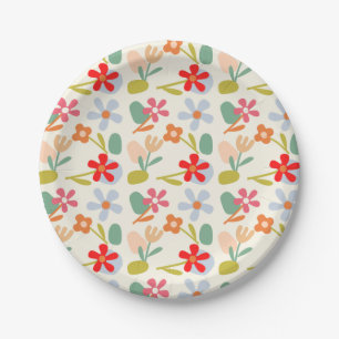 Cooles Aussehen des Abstrakten Blumenmusters Pappteller