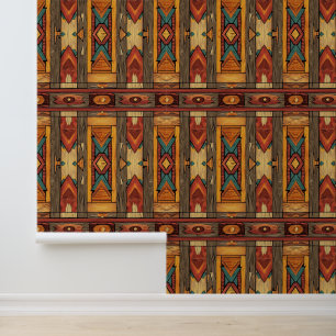 cooles Aztec Western Imitat Holzkachelmuster Wallp Tapete