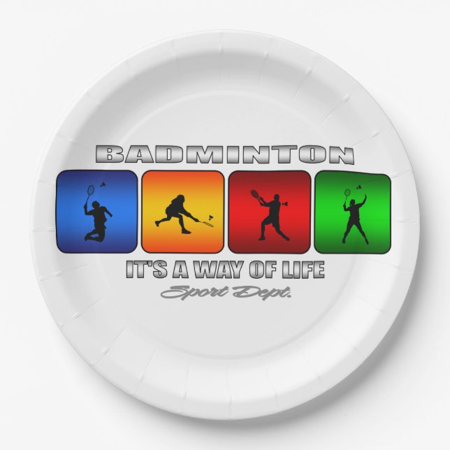 Cooles Badminton ist es eine Lebensart Pappteller (Vorderseite)