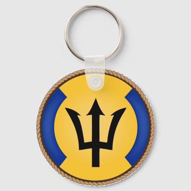 Cooles Barbados-Flag-Siegel Schlüsselanhänger (Vorderseite)