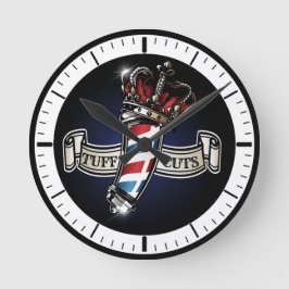 Cooles Barberglas-Logos und Kronen-Logos 2 Runde Wanduhr