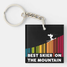 Cooles Barcode Design Bester Skifahrer auf dem Ber Schlüsselanhänger