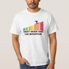 Cooles Barcode Design Bester Skifahrer auf dem Ber T-Shirt