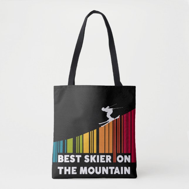 Cooles Barcode Design Bester Skifahrer auf dem Ber Tasche (Vorderseite)