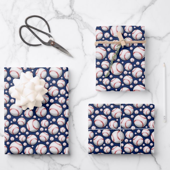 Cooles Baseball-Sportgeflecht Geschenkpapier Set (Vorderseite)