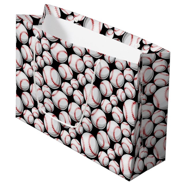 Cooles Baseballsportgeflecht Große Geschenktüte (Vorderseite Schrägansicht)
