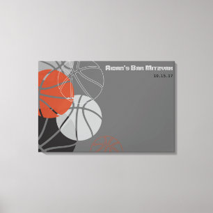 COOLES BASKETBALL Bar Mitzvah Zeichen-im Brett Leinwanddruck