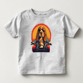 Cooles Basset-Hundbiker bei Sonnenuntergang Kleinkind T-shirt