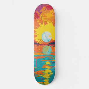 Cooles Beach Sunshine Pink und Orange Skateboard