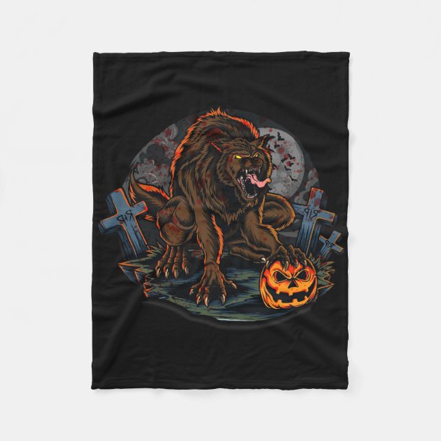 Cooles Beängstigendes Werewolf Halloween Thema Fleecedecke (Vorderseite)