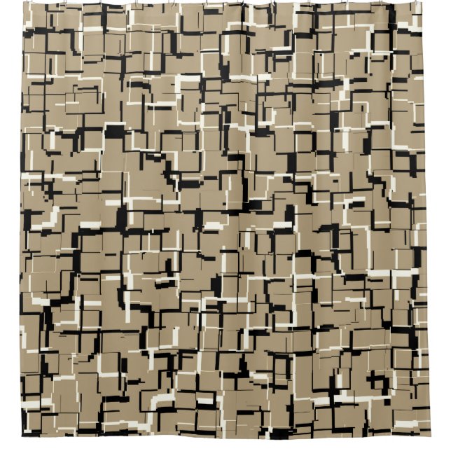 COOLES Beige Schwarz-weißes Muster Duschvorhang (Vorderseite)