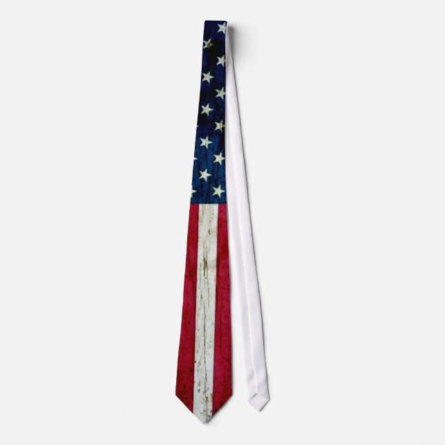 Cooles beunruhigtes amerikanische Flaggen-Holz Krawatte (Vorderseite)