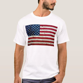 Cooles beunruhigtes amerikanische Flaggen-Holz T-Shirt