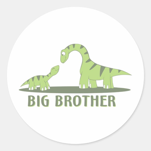 Cooles Big Brother Shirt - Dinosaurier Thema Runder Aufkleber (Vorderseite)
