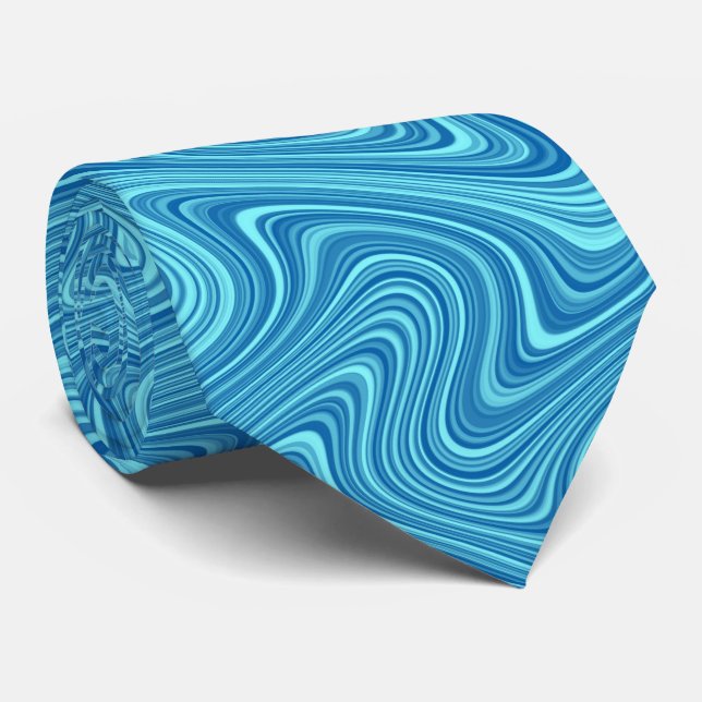 Cooles Blau/Aqua/Türkisblaue, kurvenförmige Muster Krawatte (Gerollt)