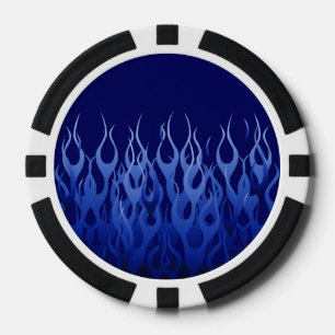 Cooles Blau auf dem Blau, das Flammen läuft Pokerchips