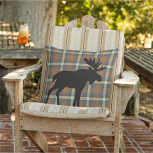Cooles Blau-Braun-Hellgelbes Lumberjack-Muster Kissen