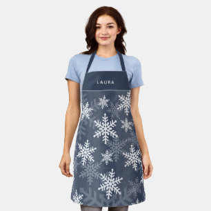 Cooles Blau und Weiße Schneeflocken Weihnachtsfei Schürze