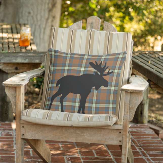 Cooles blaubraunes hellgelbes Lumberjack-Muster Kissen (Stuhl )