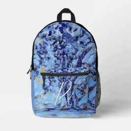 Cooles Blauer Schneebaummalerei Mit Monogramm Bedruckter Rucksack