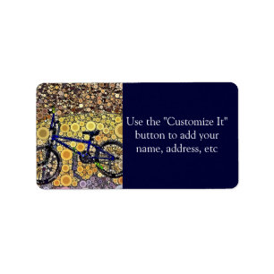 Cooles blaues Bike-Konzentrat-Mosaikmuster Adressaufkleber