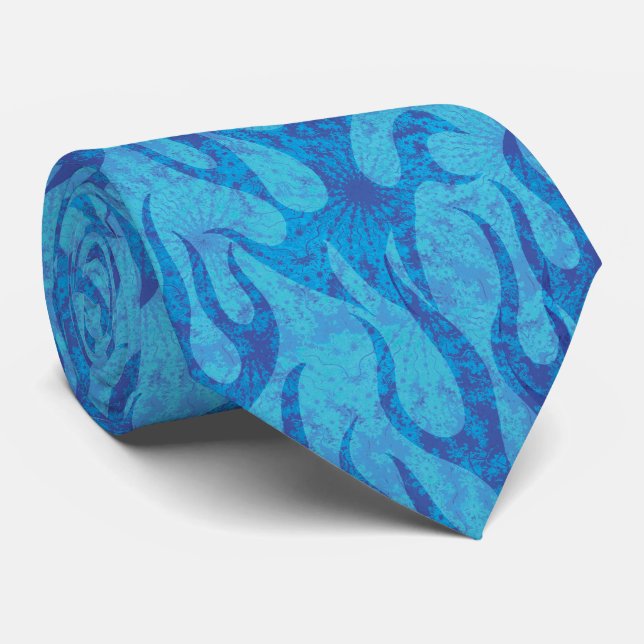 Cooles Blaues Flammenneuheitssmuster Krawatte (Gerollt)