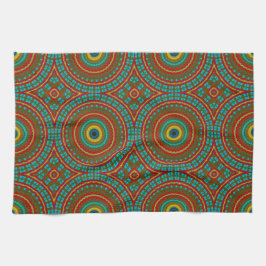 Cooles blaues gelbes Retro geometrisches Ethnic Tr Geschirrtuch