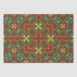 Cooles blaues gelbes Retro geometrisches Ethnic Tr Seidenpapier