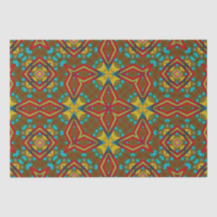 Cooles blaues gelbes Retro geometrisches Ethnic Tr Seidenpapier